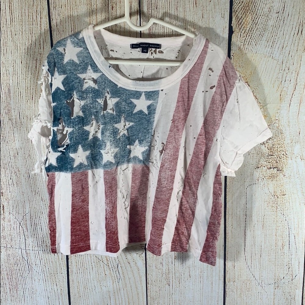 Distressed American Flag Crop Top 🇺🇸